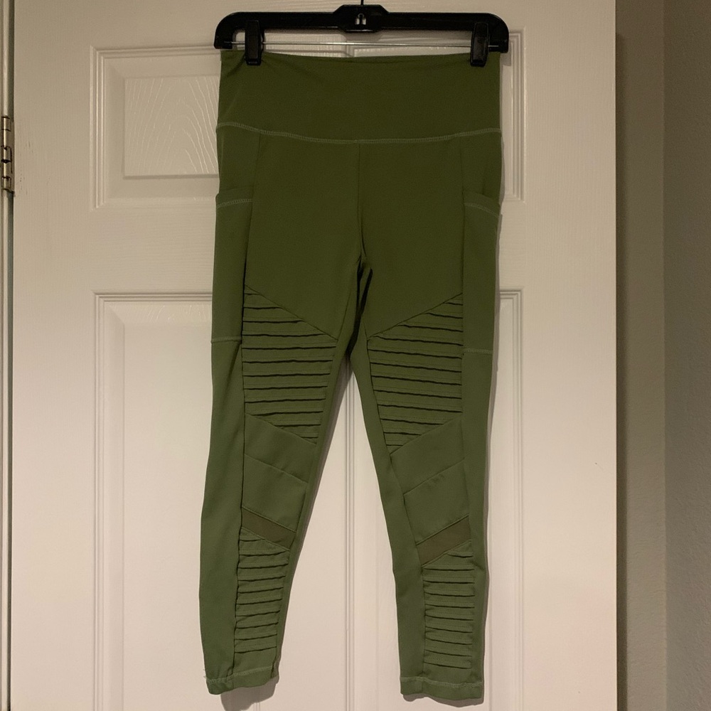 CVG DISCONTINUED army green moto cropped legging